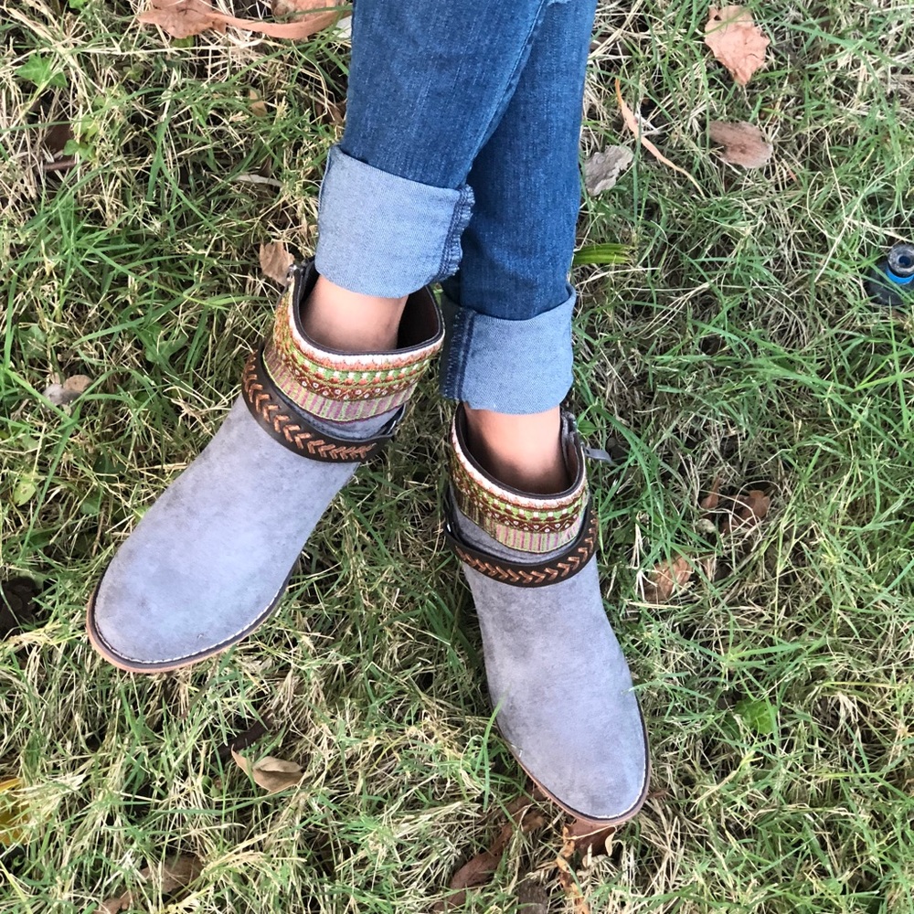 GREY FAUX SUEDE BOOTS - Picture 2 of 8